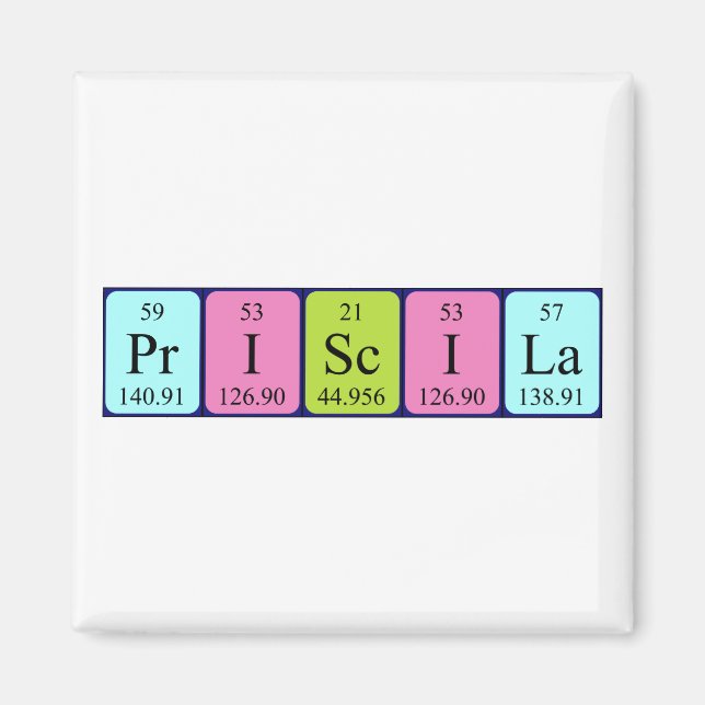Priscila periodic table name magnet (Front)