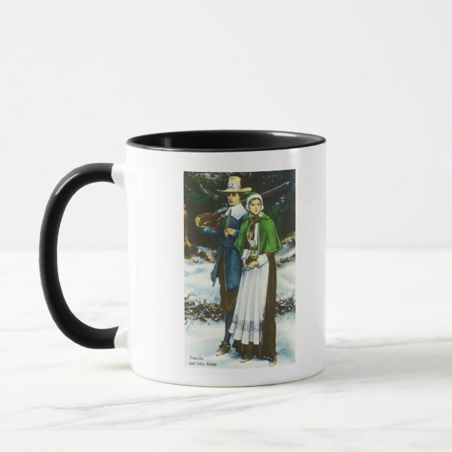 Priscilla and John Alden Scene Mug (Left)