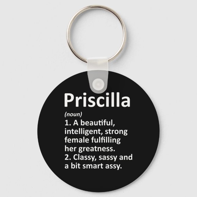 Priscilla Definition Personalised Name Funny Chris Key Ring (Front)