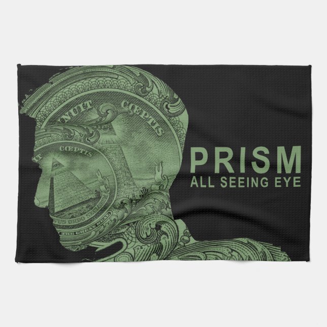 PRISM - All Seeing Eye - Green Tea Towel (Horizontal)