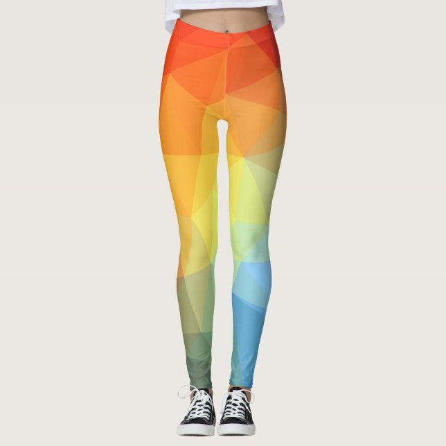 Prism Colour Bright Abstract Pattern Leggings (Front)