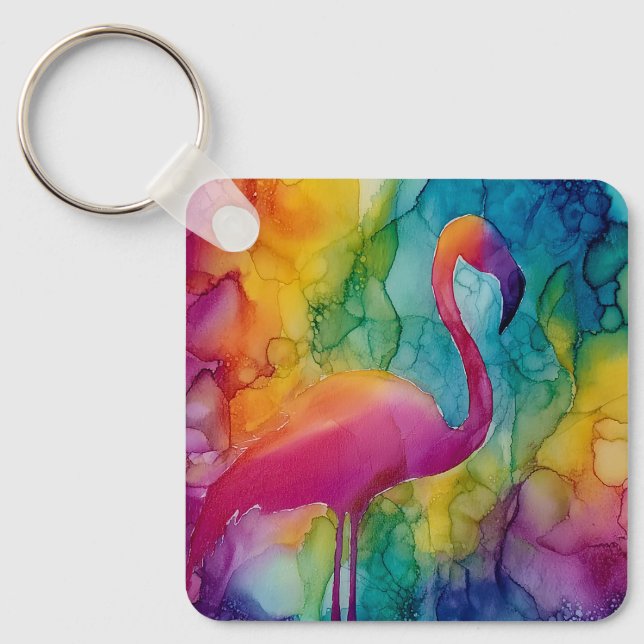Prism Flamingo Key Ring (Front)