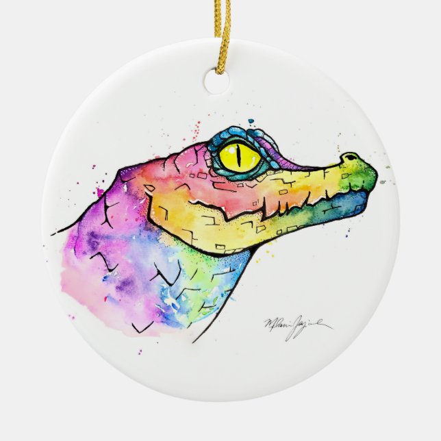 Prism Gator Ceramic Ornament (Front)