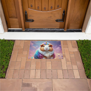Prism Pigtail: The Radiant Unicorn Guinea Pig Doormat