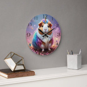 Prism Pigtail: The Radiant Unicorn Guinea Pig, Large Clock