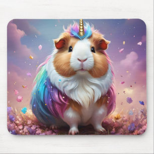Prism Pigtail: The Radiant Unicorn Guinea Pig Mouse Pad