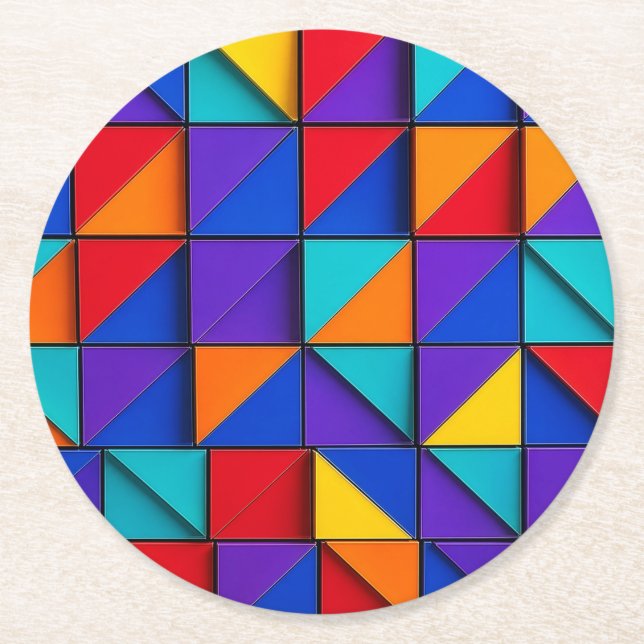 Prism Tile Round Paper Coaster (Front)