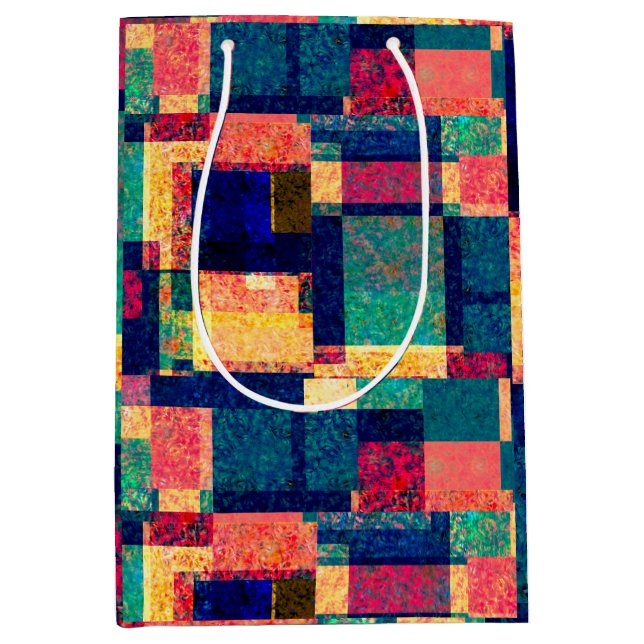 Prismatic Blocks – Modern Abstract Geometric Medium Gift Bag (Front)