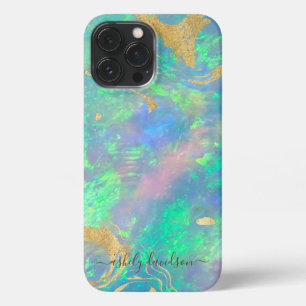 Prismatic Blue Opal Modern Glam iPhone Case