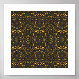 Prismatic Brown Orange Black Abstract Acrylic Art Poster