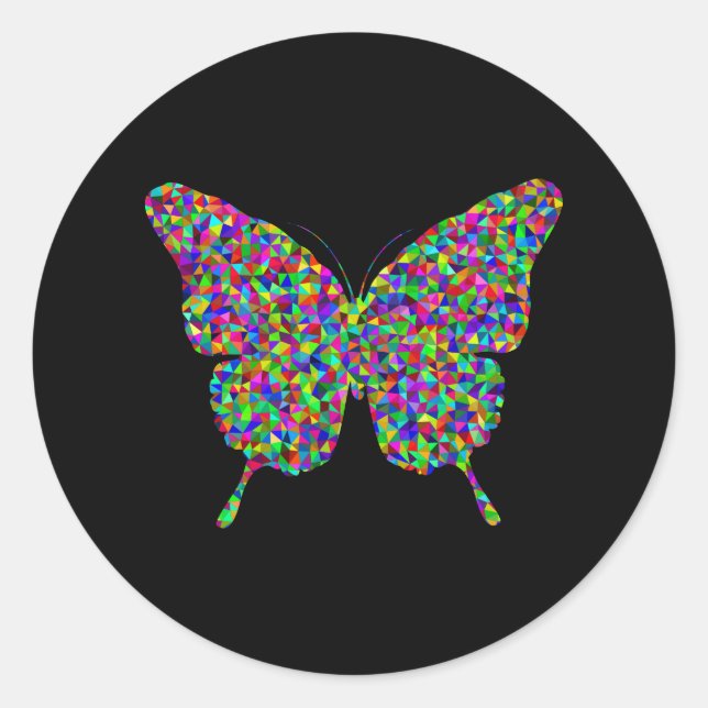 Prismatic Butterfly Classic Round Sticker (Front)