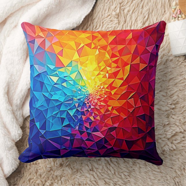 Prismatic Chaos Digital Grid Design Cushion (Blanket)