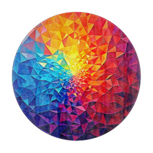 Prismatic Chaos Digital Grid Design Cutting Board