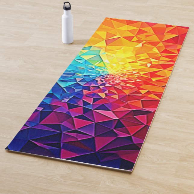 Prismatic Chaos Digital Grid Design Yoga Mat (In Situ)