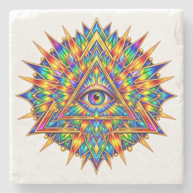 Prismatic Dawn Eye Stone Coaster (Front)