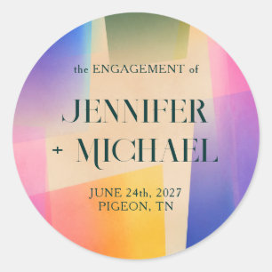 Prismatic Engagement Announcement Classic Round Sticker
