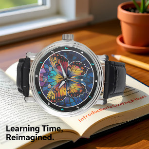 Prismatic Flight" - Stained Glass Butterfly  Watch