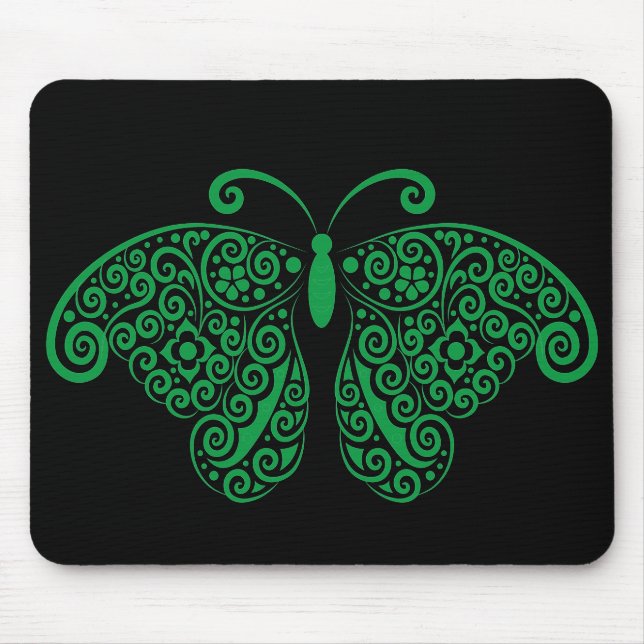 Prismatic Floral Flourish Butterfly Silhouette Mouse Pad (Front)