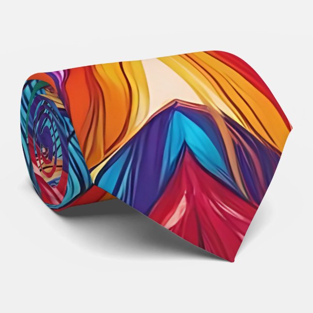 Prismatic Floral Pattern Neck Tie (Rolled)