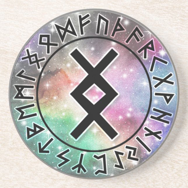 Prismatic Galaxy Rune Circle [22. Inguz] Coaster (Front)