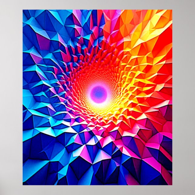 Prismatic Geometric Color Vortex Design Poster (Front)