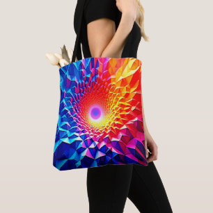 Prismatic Geometric Color Vortex Design Tote Bag