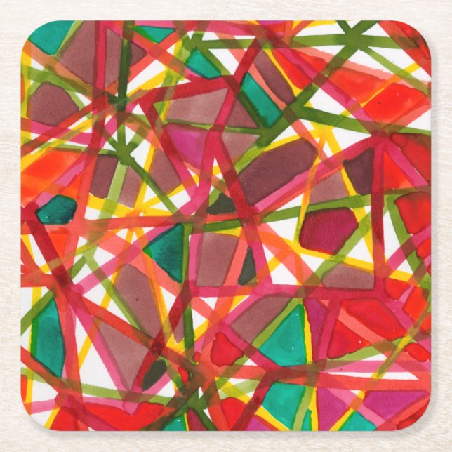 Prismatic II Square Paper Coaster (Front)
