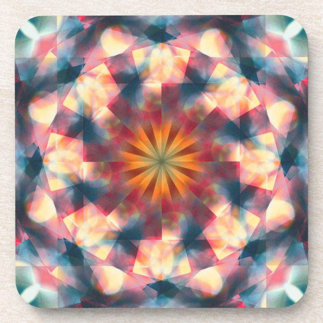 Prismatic Kaleidoscopic Psychedelic Mandala Coaster (Front)
