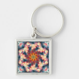 Prismatic Kaleidoscopic Psychedelic Mandala Key Ring