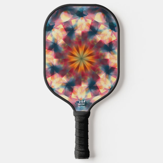 Prismatic Kaleidoscopic Psychedelic Mandala Pickleball Paddle (Front)