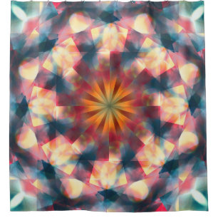 Prismatic Kaleidoscopic Psychedelic Mandala Shower Curtain