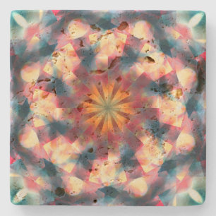 Prismatic Kaleidoscopic Psychedelic Mandala Stone Coaster