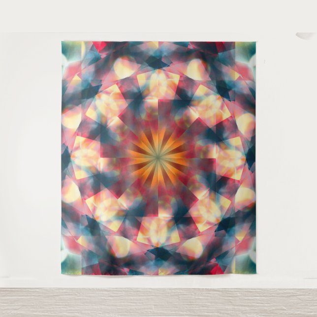 Prismatic Kaleidoscopic Psychedelic Mandala Tapestry (Front)