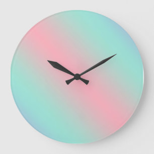 Prismatic pastel pink mint purple dream gradient large clock