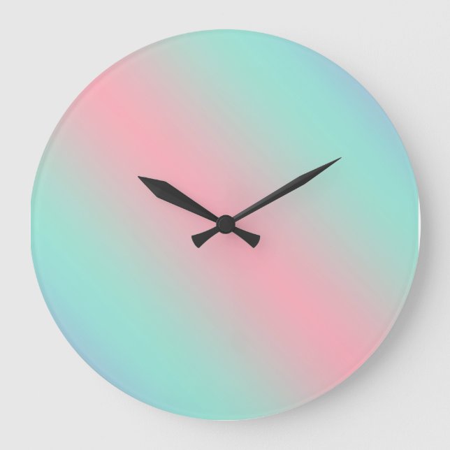 Prismatic pastel pink mint purple dream gradient  large clock (Front)