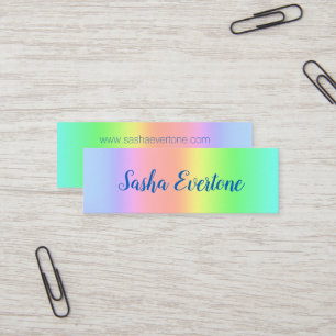 Prismatic Pastel Rainbow Ombre Mini Business Card