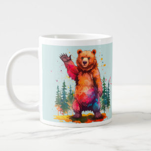 "Prismatic Paws: A Vibrant Forest Greeting Large Coffee Mug