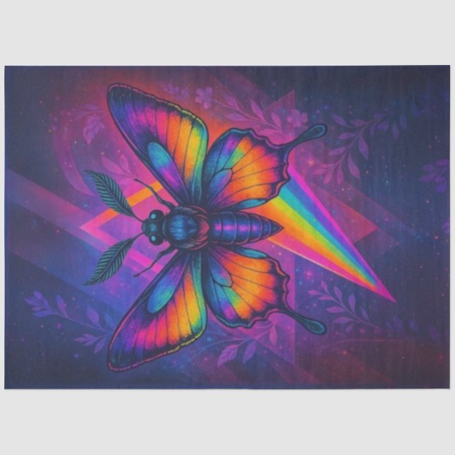 Prismatic Psychedelic Moth Decoupage Paper – LGBTQ (Front)