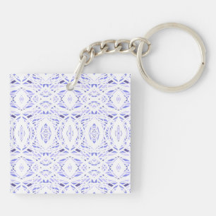 Prismatic Purple White Abstract Acrylic Art Key Ring