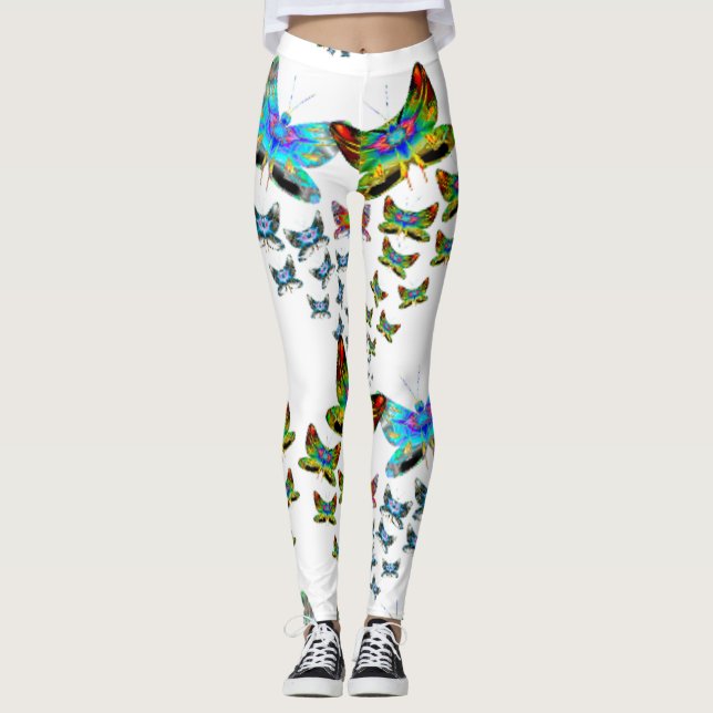 Prismatic Rainbow Butterfly Leggings (Front)