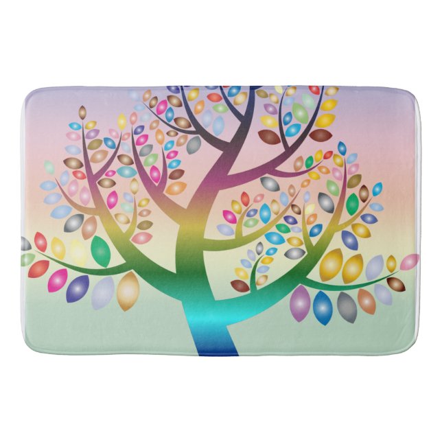 Prismatic Rainbow Tree Decorative Personalised Bath Mat (Front)