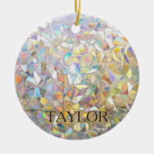 Prismatic Stained Glass Effect - Rainbow Prismatic Ceramic Ornament