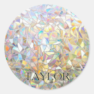 Prismatic Stained Glass Effect - Rainbow Prismatic Classic Round Sticker