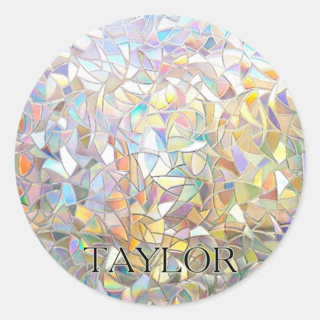 Prismatic Stained Glass Effect - Rainbow Prismatic Classic Round Sticker (Front)