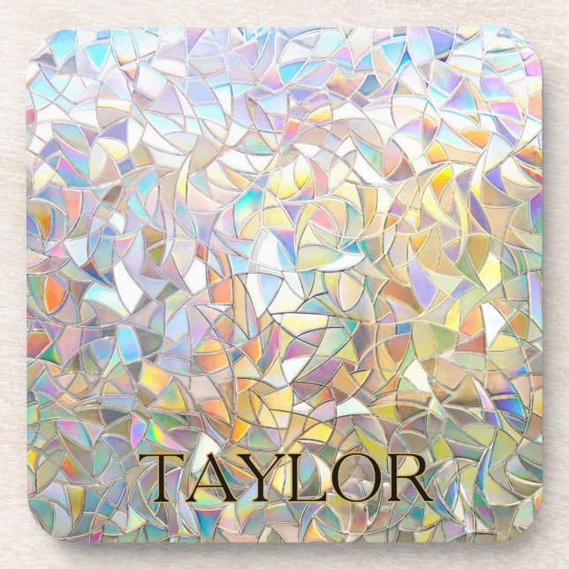 Prismatic Stained Glass Effect - Rainbow Prismatic Coaster (Front)