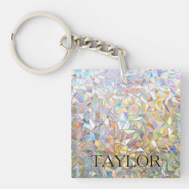 Prismatic Stained Glass Effect - Rainbow Prismatic Key Ring (Front)