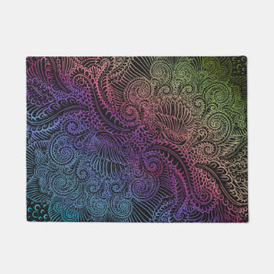 Prismatic Swirl   Rainbow Fractal Feather Art Doormat