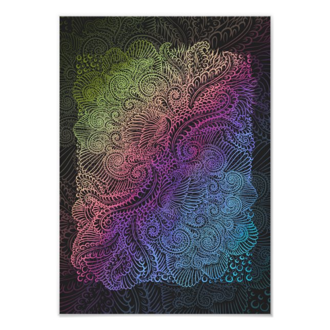 Prismatic Swirl | Rainbow Fractal Feather Art Photo Print (Front)