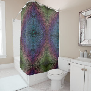 Prismatic Swirl Rainbow Fractal Feather Art Shower Curtain