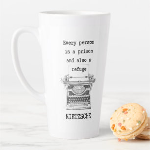 Prison and REFUGE philosophy quote by Nietzsche  Latte Mug